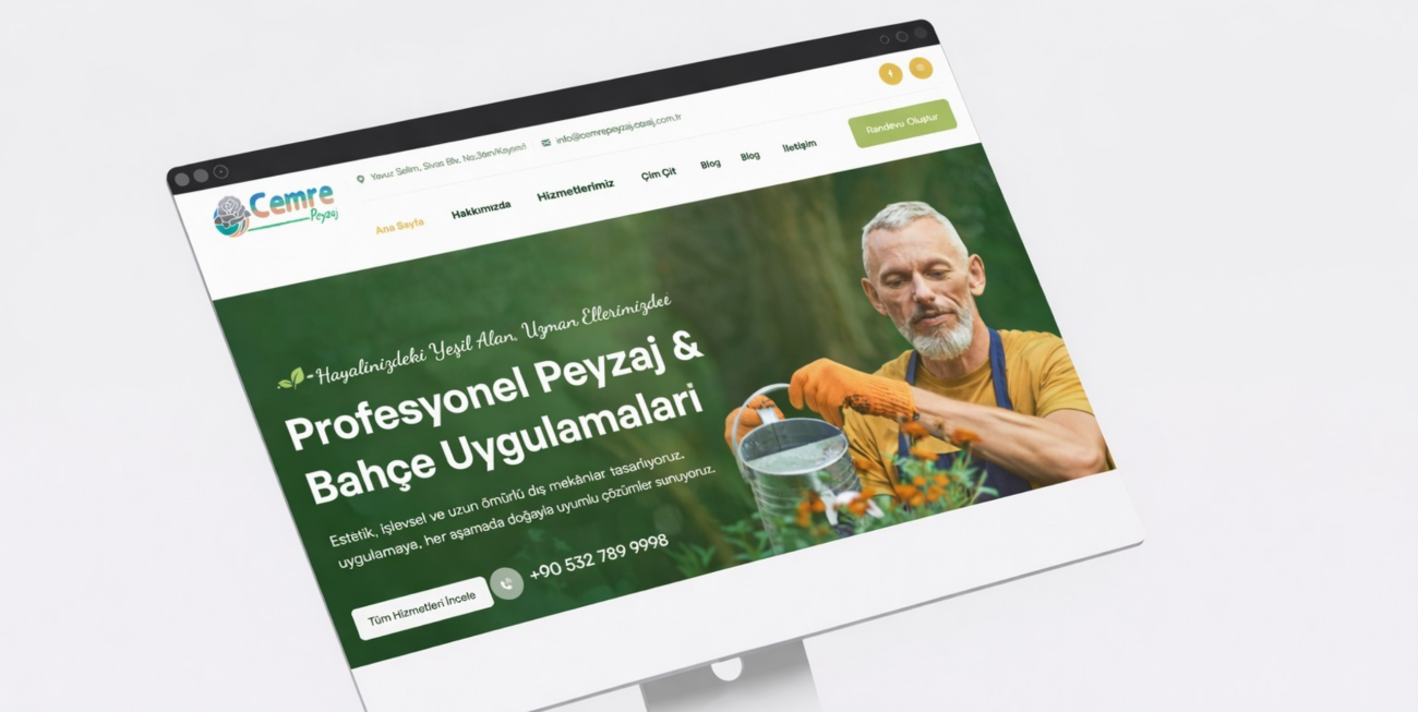 Cemre Peyzaj bahçe düzenleme ve profesyonel peyzaj uygulamaları web sitesi tasarımı