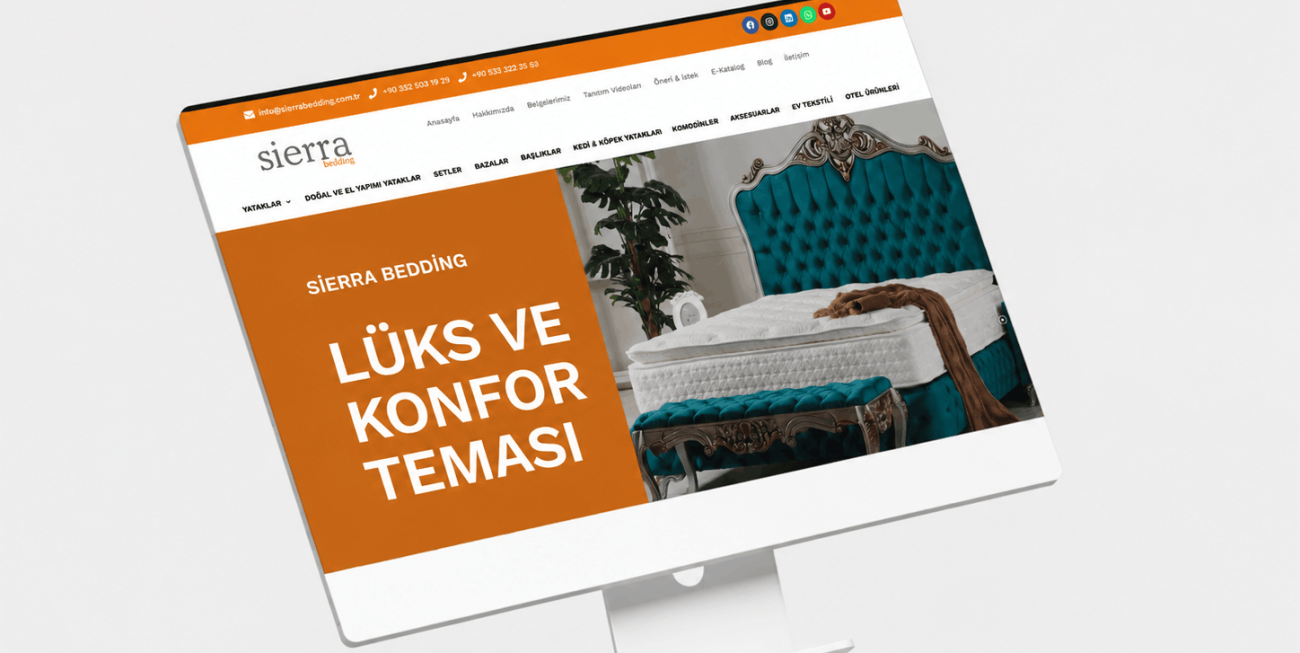 Teknogelişim tarafından hazırlanan Sierra Bedding web sitesi tasarımı